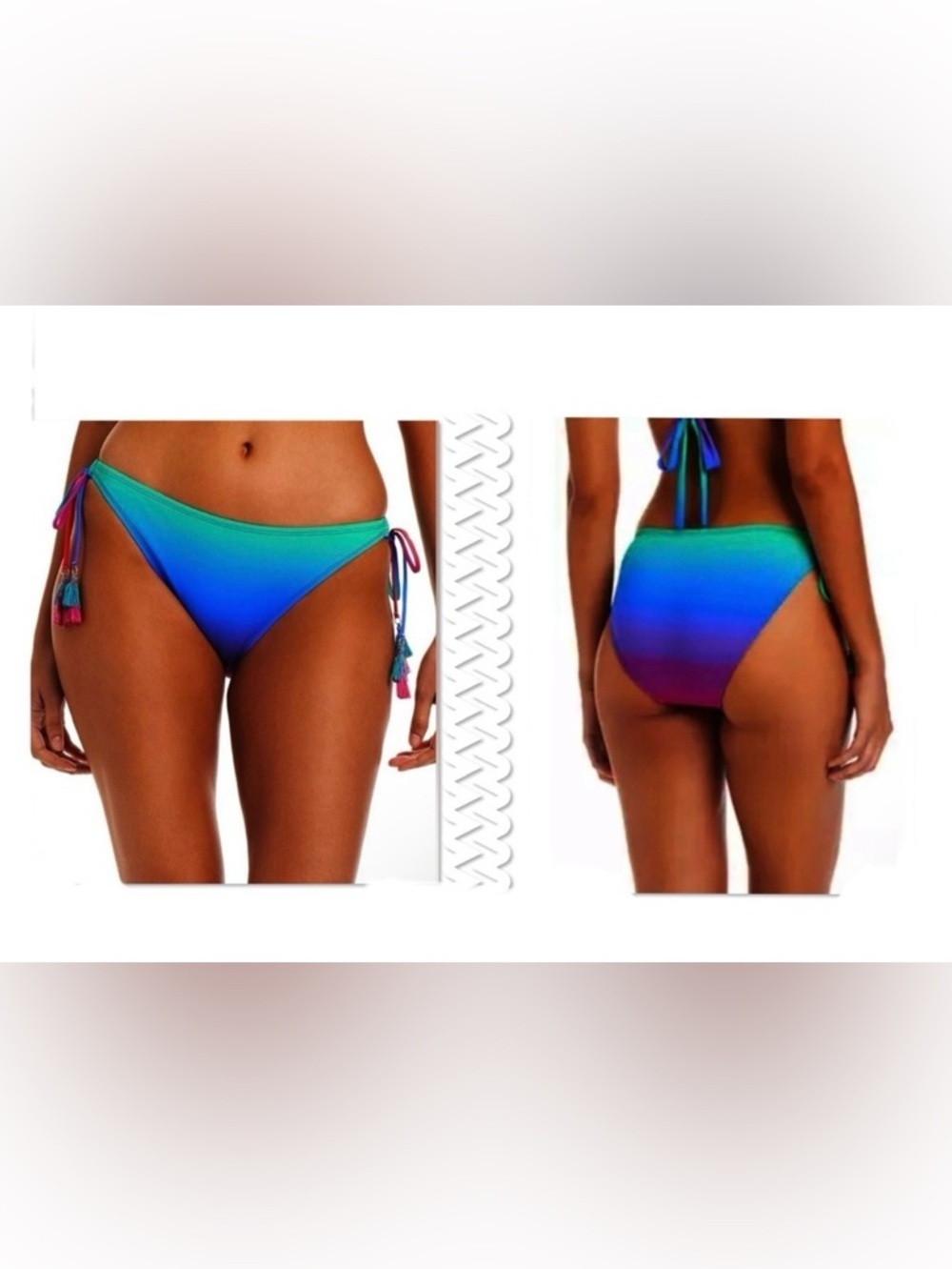 Bleu Rod Beattie Ombre Tie-Side Bikini Bottom— Blue Green Purple